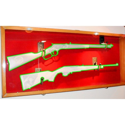 2 Rifle Musket Gun Shotgun Display Case Cabinet Rack Airsoft Replica Wall Mount   232354681935